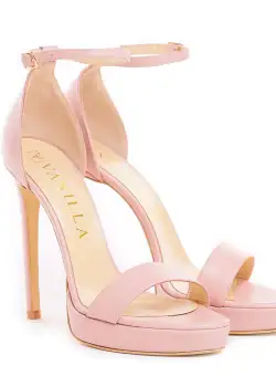 Sandale Viena Piele Neteda Pink Toc Inalt