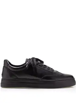 Sneakers bărbați din piele naturală, Leofex - 649 Negru Box