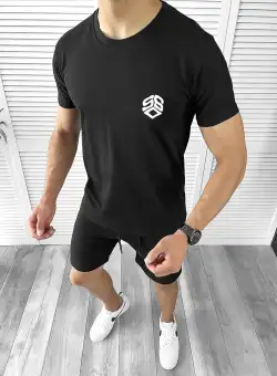 Trening barbati negru/negru pantaloni + tricou 11701 82-5