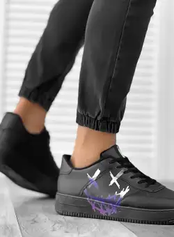 Adidasi barbati negri cu imprimeu R862 A29-2