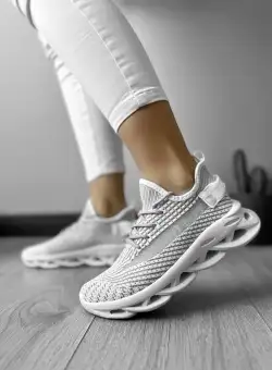 Adidasi dama casual din panza albi LM037 A3-2