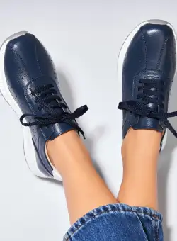 Adidasi Piele Naturala Albastri Maryjane