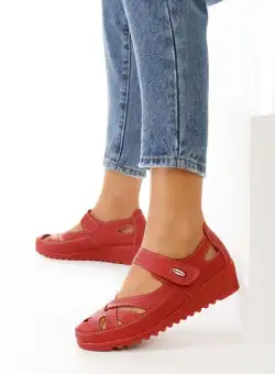 Balerini dama piele rosii Simisa