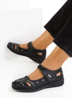 Balerini piele naturala Deby negri