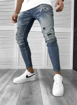 Blugi barbati conici albastri 8239 H2-6