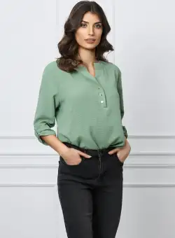 Bluza Andia kaki si nasturi la bust