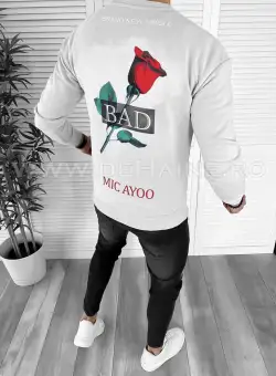 Bluza barbati gri cu imprimeu pe spate K141 23-5