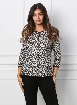 Bluza Diana neagra cu imprimeuri albe