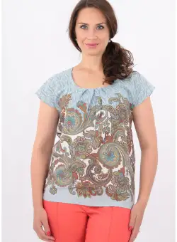 Bluza din bumbac cu print caramiziu