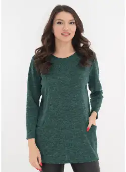 Bluza din jerse moale verde cu buzunare