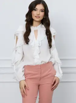Bluza Doria alba cu volane