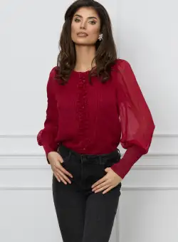 Bluza Dy Fashion bordo cu fir lurex si picatele 3D