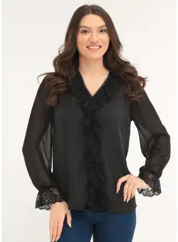 Bluza eleganta neagra cu dantela