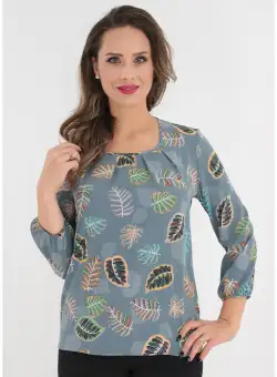 Bluza gri cu frunze verzi