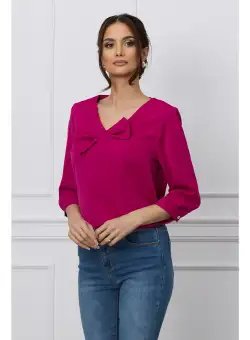 Bluza Larisa magenta cu funda pe bust