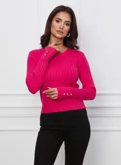 Bluza Maya fucsia scurta din tricot reiat
