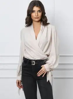 Bluza MBG bej cu bust petrecut