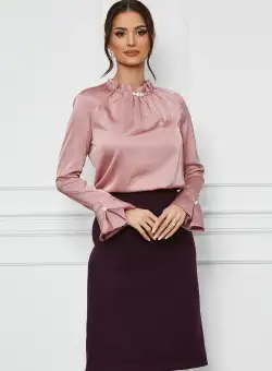 Bluza MBG roz cu perle la guler