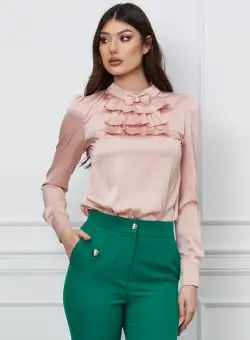 Bluza MBG roz din satin cu jabou