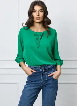 Bluza Miahela verde volanas