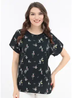 Bluza neagra cu print abstract