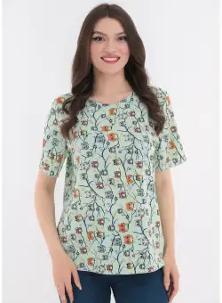 Bluza vernil cu imprimeu orange-albastru