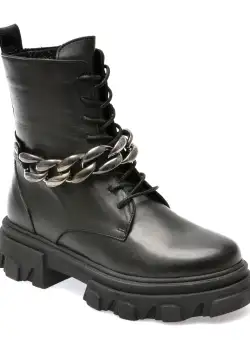 Bocanci GLORIA negri, 56916, din piele naturala