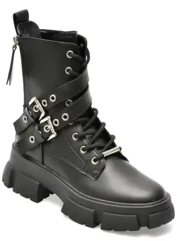 Bocanci Steve Madden negri, TRACTIO, din piele naturala