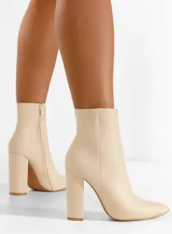 Botine cu toc bej Padrona