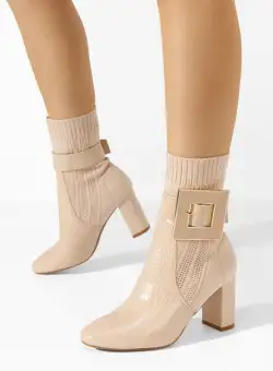 Botine cu toc gros Armeta bej