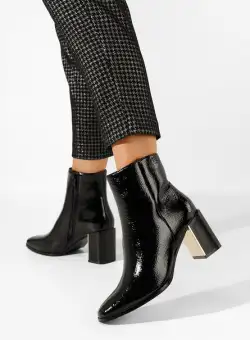 Botine cu toc gros Fivira negre