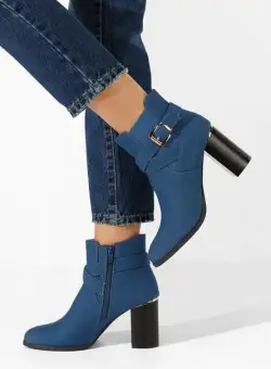 Botine cu toc gros Koriana albastre