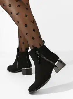 Botine cu toc gros negre Assisa V2