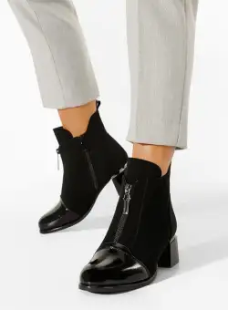 Botine cu toc gros negre Orlia V2