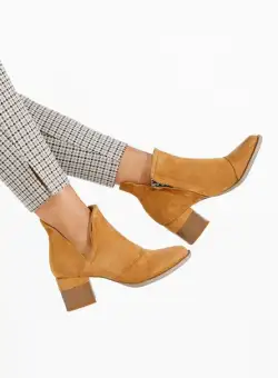 Botine cu toc gros Nivana camel