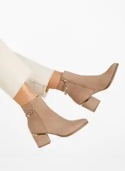 Botine cu toc gros Oxea bej