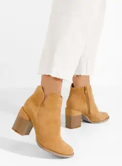 Botine cu toc gros Paletia maro