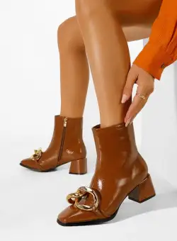 Botine cu toc maro Jazelle