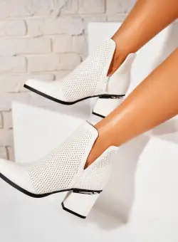 Botine dama Elegante Albe din Piele Ecologica Aleki