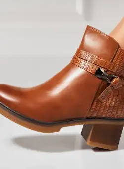 Botine dama Imblanite Camel din Piele Ecologica Fadila