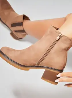 Botine dama Imblanite Kaki din Piele Ecologica Intoarsa Zyanya