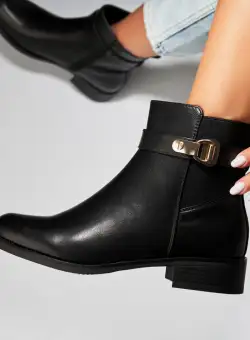 Botine dama Imblanite Negre din Piele Ecologica Irelewa