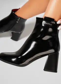 Botine dama Imblanite Negre din Piele Ecologica Lacuita Ronda