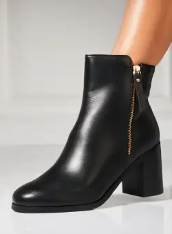 Botine dama Imblanite Negre din Piele Ecologica Ruslana