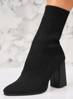 Botine dama Imblanite Negre din Textil Deena