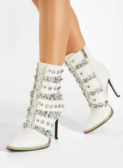 Botine elegante albe Aprilia