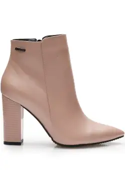 Botine elegante damă din piele naturală - 3225 Roz Pudra