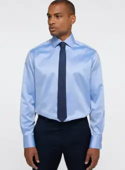 Camasa albastra, modern fit, pentru barbati, 100% bumbac, maneca lunga, model 8217 13 X687 Eterna