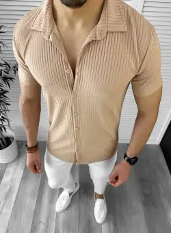 Camasa barbati casual bej 12476 43-1