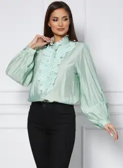 Camasa Daniela verde cu jabou si perle